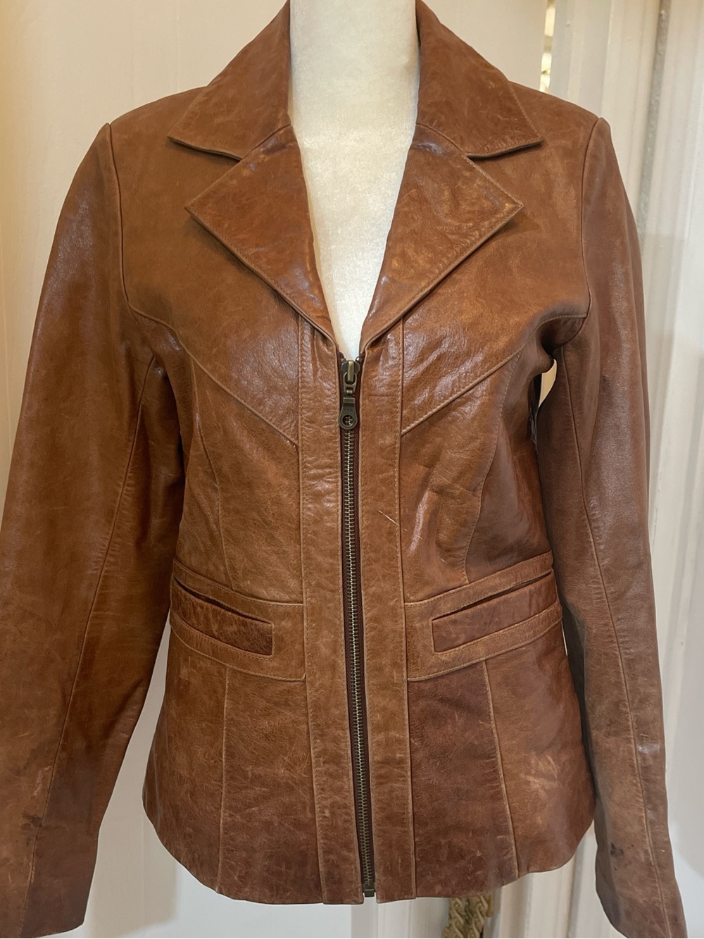 Vintage Wilsons leather Maxima Women's Brown Leather Zip Front Jacket S